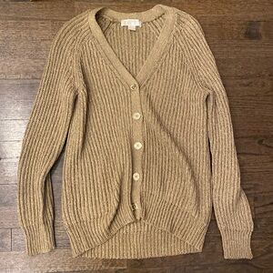 NWOT MICHAEL Michael Kors metallic gold cardigan